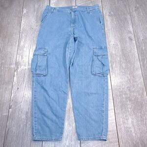 Levis Cargo Jeans Women 30 Light Blue Denim High Rise Utility Pants